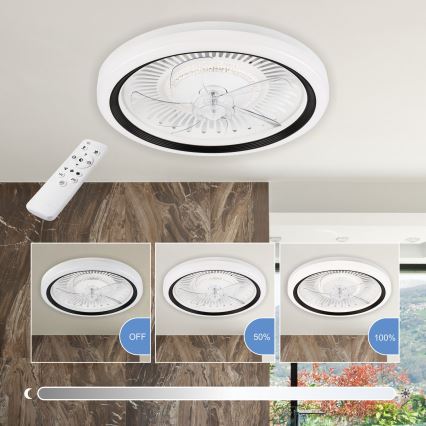 LED Dimmable ceiling light with a fan GEMMA LED/37W/230V white + remote control