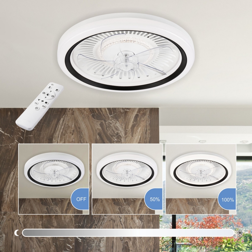LED Dimmable ceiling light with a fan GEMMA LED/37W/230V white + remote control