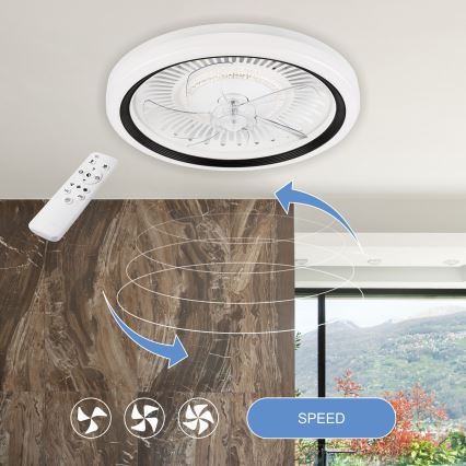 LED Dimmable ceiling light with a fan GEMMA LED/37W/230V white + remote control