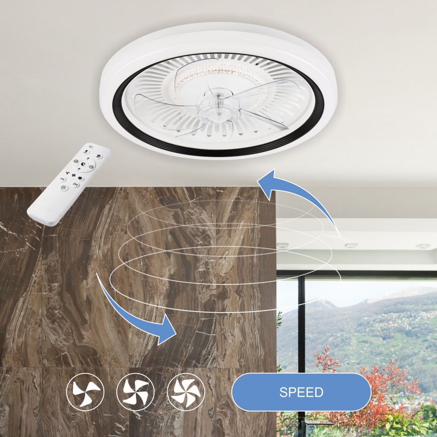LED Dimmable ceiling light with a fan GEMMA LED/37W/230V white + remote control
