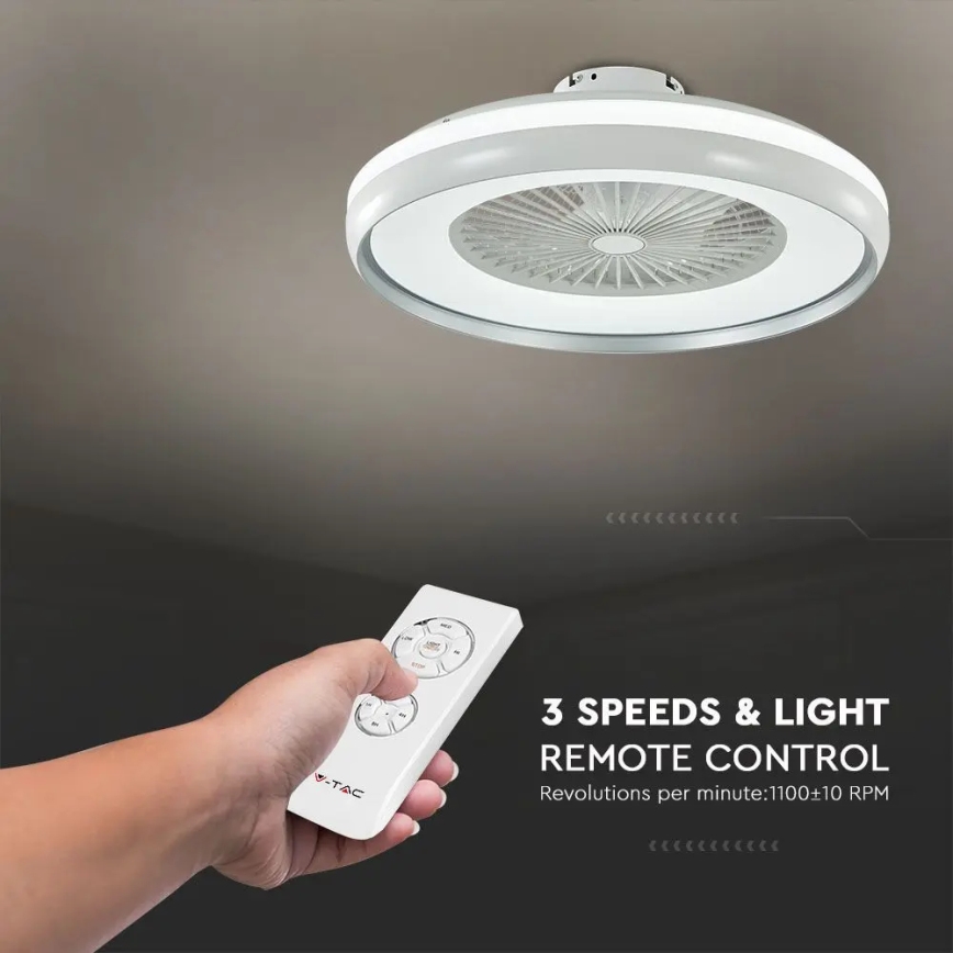 LED Ceiling light with a fan LED/45W/230V 3000/4000/6500K grey + remote control