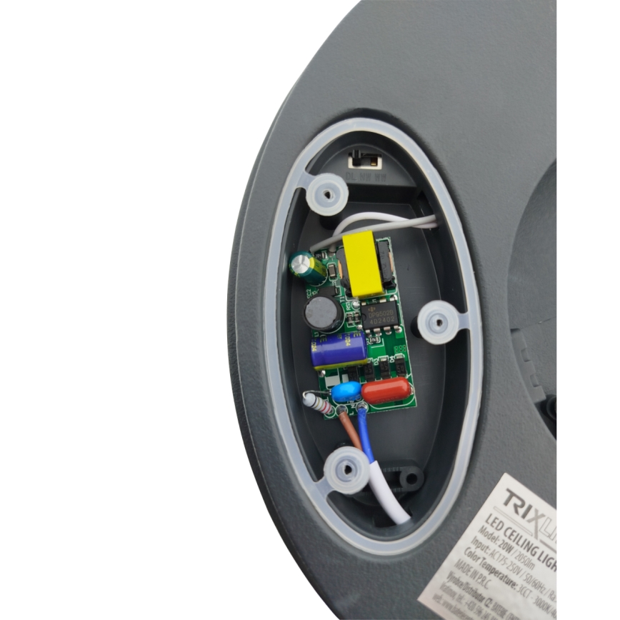 LED Bathroom Ceiling Light with Motion Sensor LED/20W/230V 3000/4000/6500K Ø 23 cm IP54 Anthracite