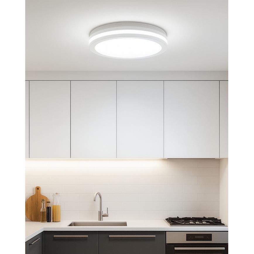 LED Bathroom Ceiling Light with Motion Sensor, 20W/230V, Selectable 3000/4000/6500K, Ø 23 cm, IP54, White