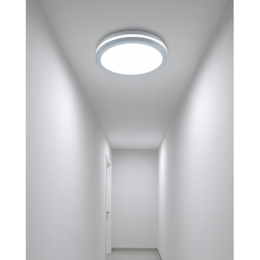 LED Bathroom Ceiling Light with Motion Sensor, 20W/230V, Selectable 3000/4000/6500K, Ø 23 cm, IP54, White