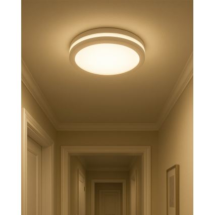 LED Bathroom Ceiling Light with Motion Sensor, 20W/230V, Selectable 3000/4000/6500K, Ø 23 cm, IP54, White