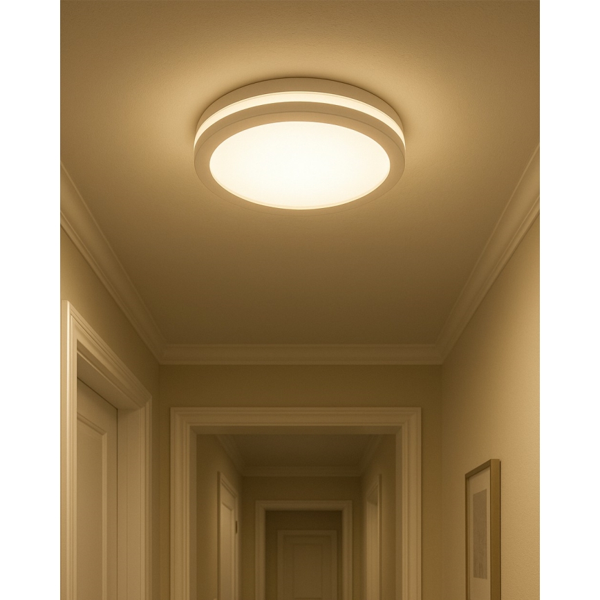 LED Bathroom Ceiling Light with Motion Sensor, 20W/230V, Selectable 3000/4000/6500K, Ø 23 cm, IP54, White