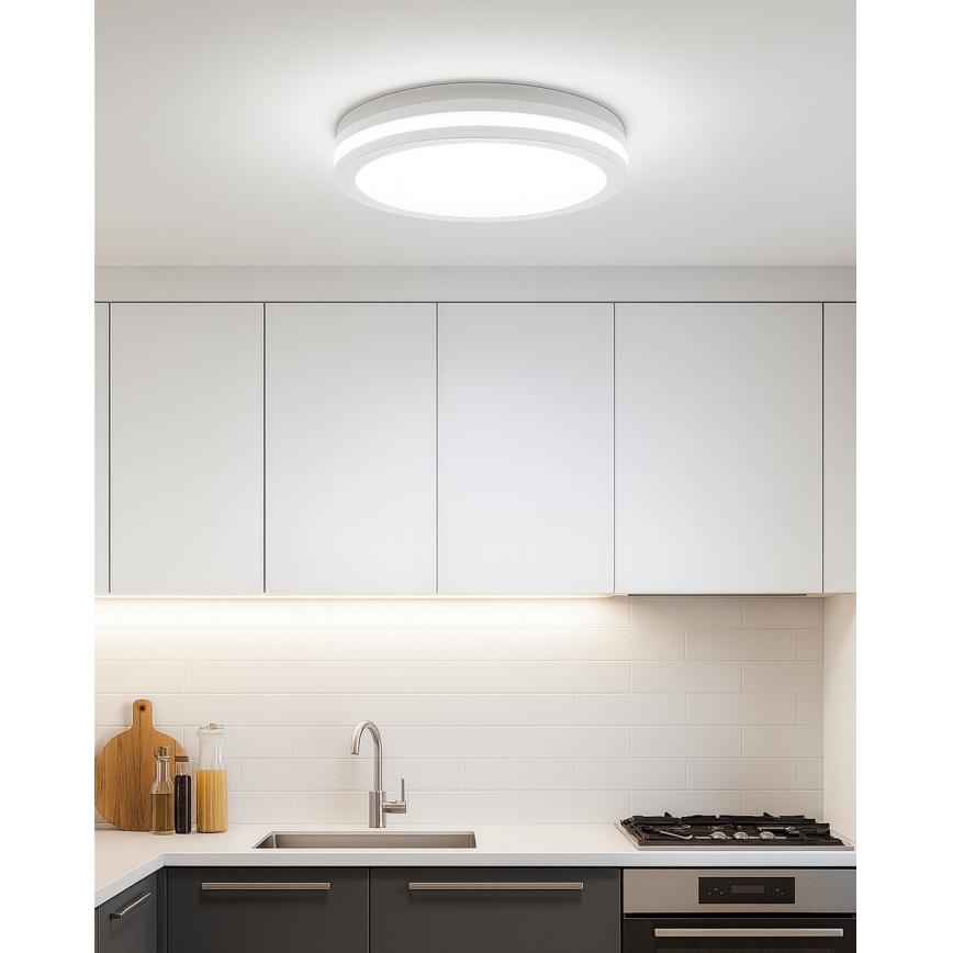LED Ceiling Light with Motion Sensor — 20W, 230V; Selectable 3000/4000/6500 K; Ø 230 cm; IP54; Grey