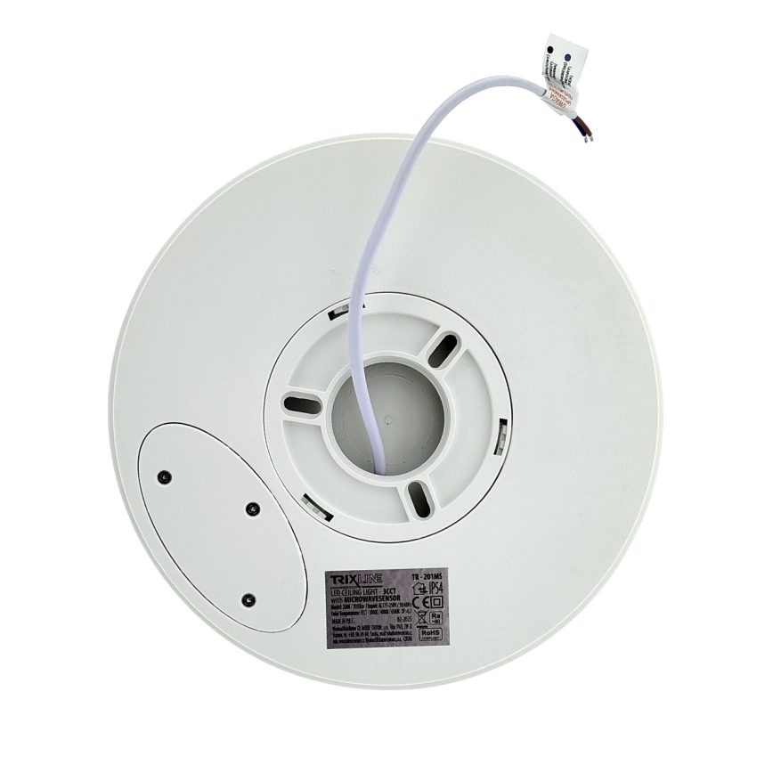 LED Ceiling Light with Motion Sensor — 20W, 230V; Selectable 3000/4000/6500 K; Ø 230 cm; IP54; Grey