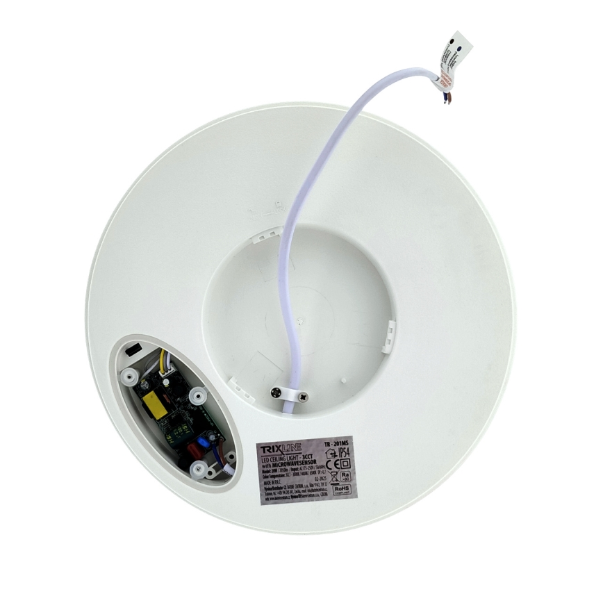 LED Ceiling Light with Motion Sensor — 20W, 230V; Selectable 3000/4000/6500 K; Ø 230 cm; IP54; Grey