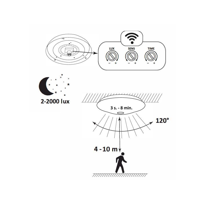 LED Ceiling light with sensor OPAL LED/12W/230V 4000K