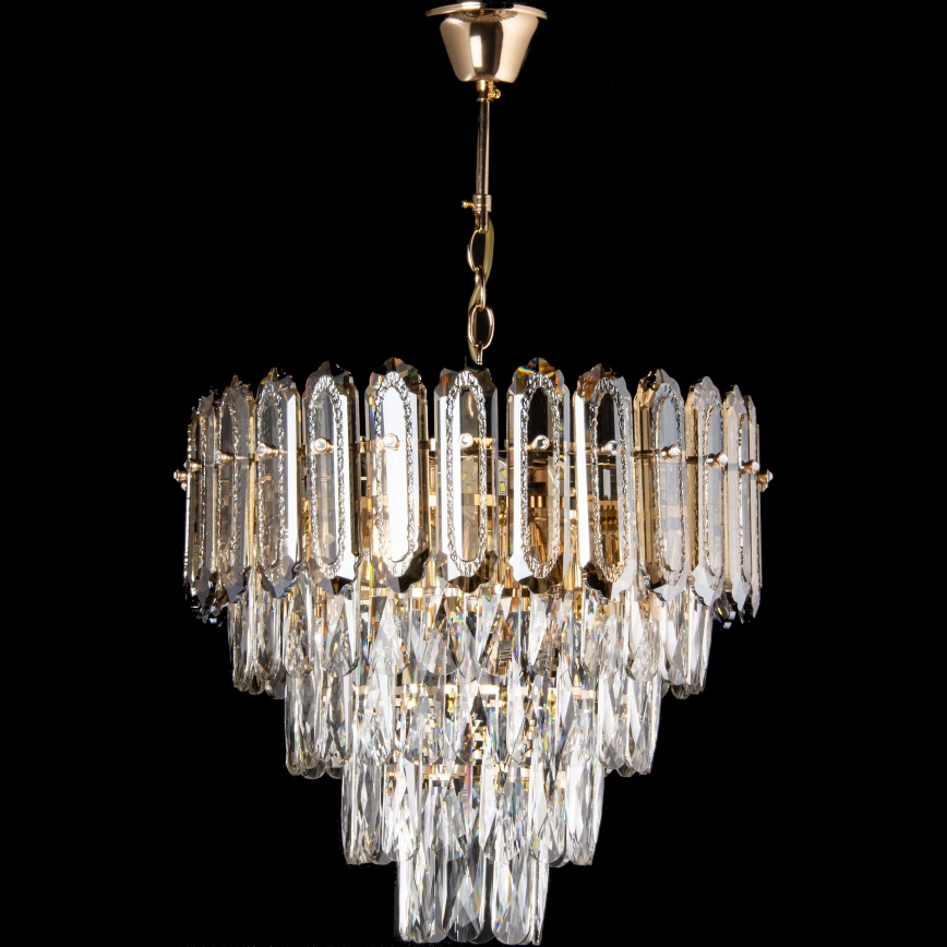 LED Chandelier on a chain 7xE27/60W/230V + 4xLED/6W d. 40 cm gold