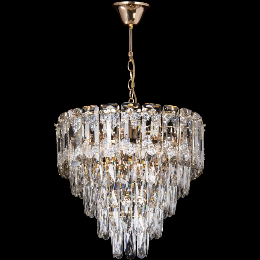 LED Chandelier on a chain 7xE27/60W/230V + 4xLED/6W d. 40 cm gold