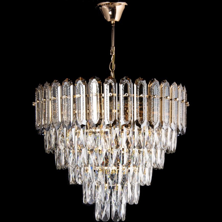 LED Chandelier on a chain 9xE27/60W/230V + 6xLED/6W d. 50 cm gold
