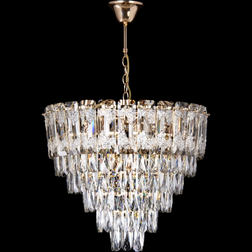 LED Chandelier on a chain 9xE27/60W/230V + 6xLED/6W d. 50 cm gold