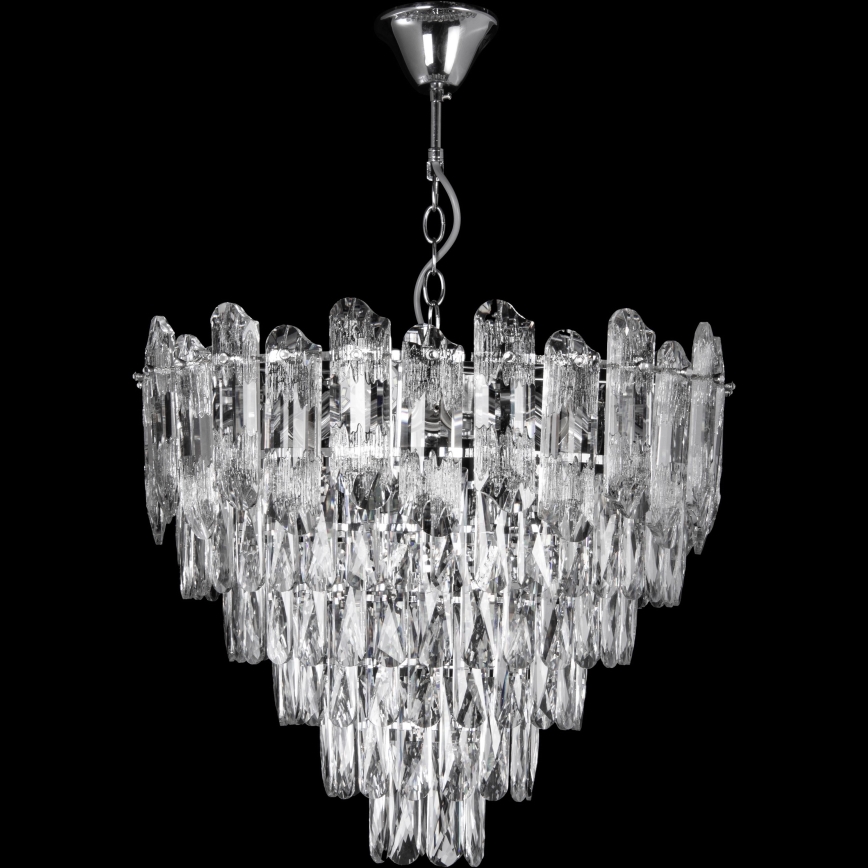LED Chandelier on a chain 9xE27/60W/230V + 6xLED/6W d. 50 cm shiny chrome