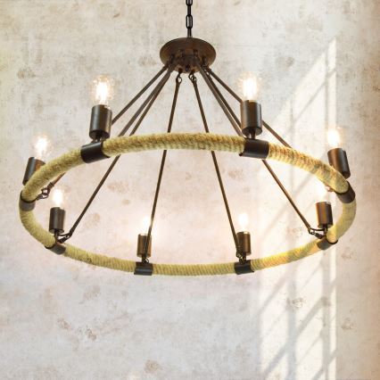LED Chandelier on a chain ROPE ARTHUR 8xE27/6W/230V