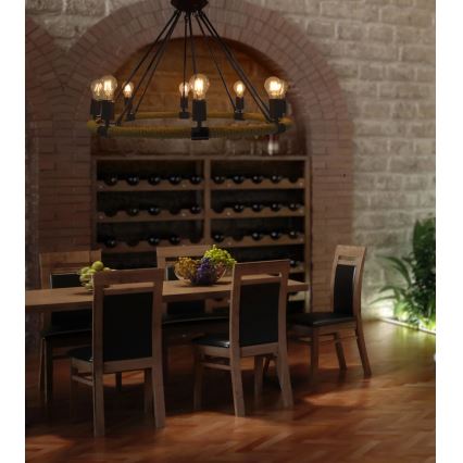 LED Chandelier on a chain ROPE ARTHUR 8xE27/6W/230V