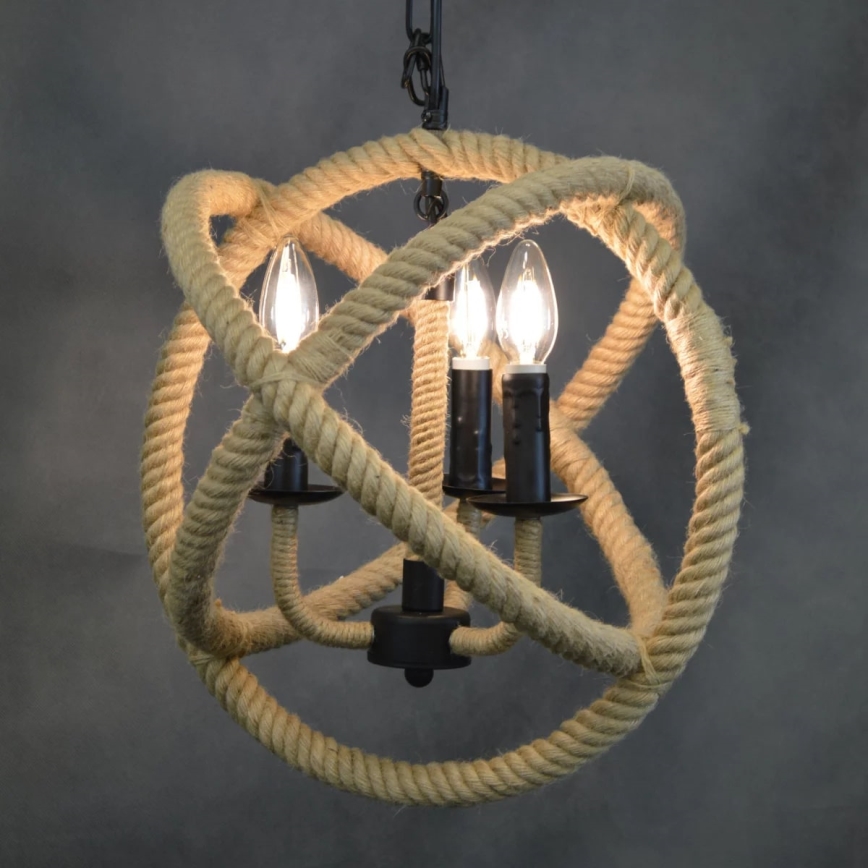 LED Chandelier on a chain ROPE GLOBO 3xE14/4,3W/230V