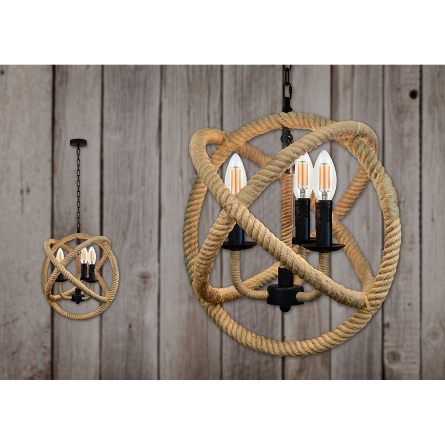 LED Chandelier on a chain ROPE GLOBO 3xE14/4,3W/230V
