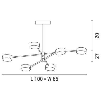 LED Chandelier on a pole LED/30W/230V 3000K gold