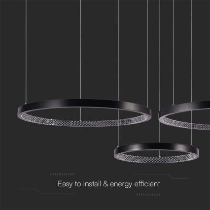LED Chandelier on a string 3xLED/19W/230V 3000K black