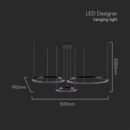LED Chandelier on a string 3xLED/19W/230V 3000K black