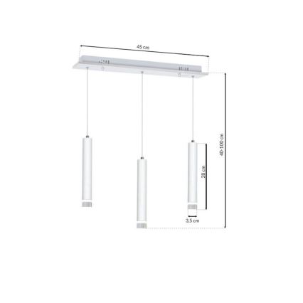 LED Chandelier on a string ALBA 3xLED/15W/230V white