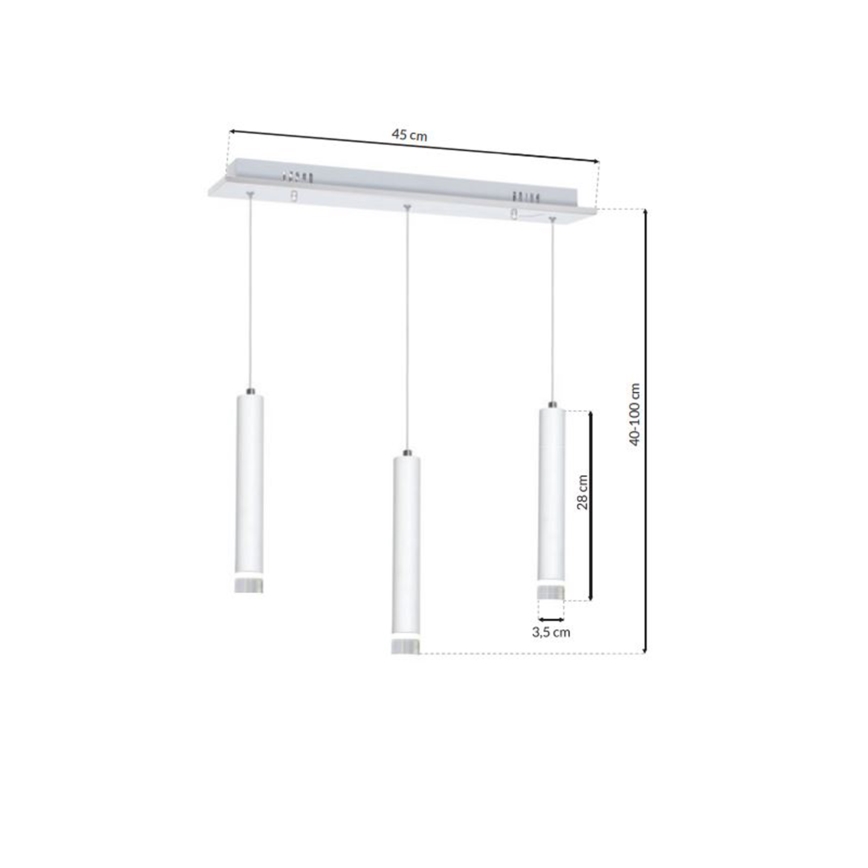 LED Chandelier on a string ALBA 3xLED/15W/230V white