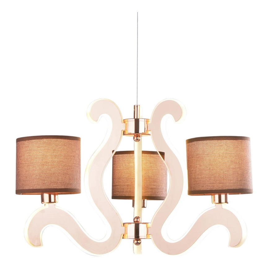 LED Chandelier on a string AMBROSIA 3xE14/40W/230V + LED/18,4W copper