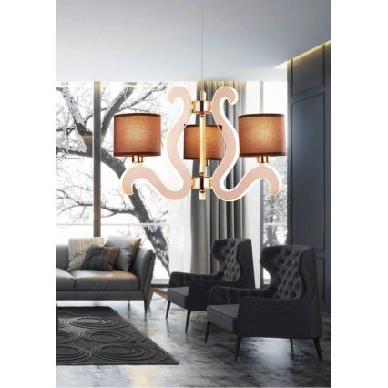 LED Chandelier on a string AMBROSIA 3xE14/40W/230V + LED/18,4W copper
