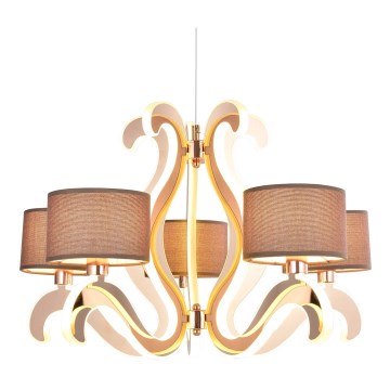 LED Chandelier on a string AMBROSIA 5xE14/40W/230V + LED/43W copper