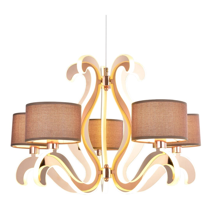 LED Chandelier on a string AMBROSIA 5xE14/40W/230V + LED/43W copper