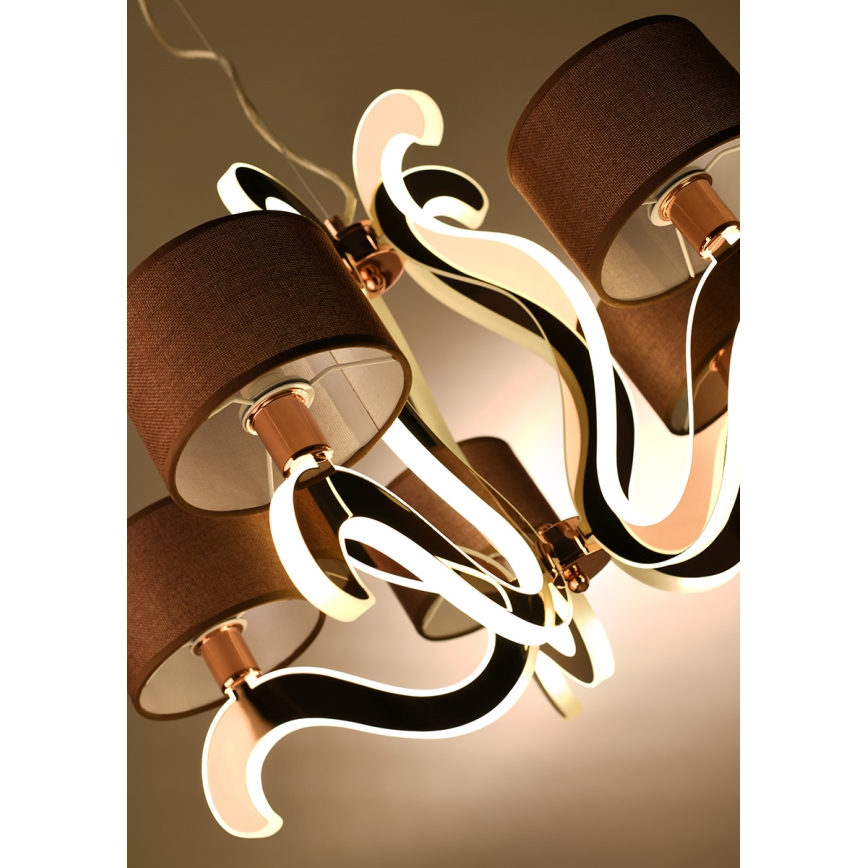LED Chandelier on a string AMBROSIA 5xE14/40W/230V + LED/43W copper