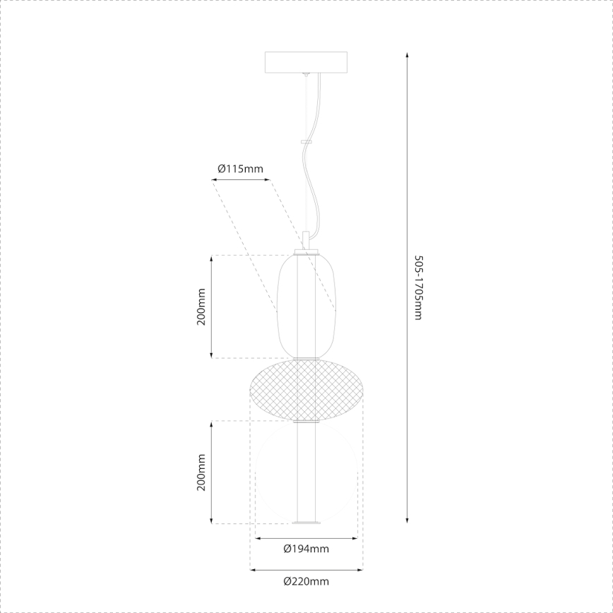 LED Chandelier on a string ARAME LED/23W/230V d. 22 cm black