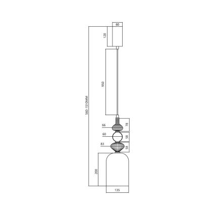 LED Chandelier on a string ARTE LED/12W/230V d. 13 cm brass