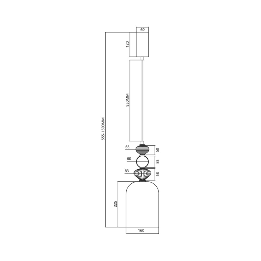 LED Chandelier on a string ARTE LED/12W/230V d. 16 cm brass