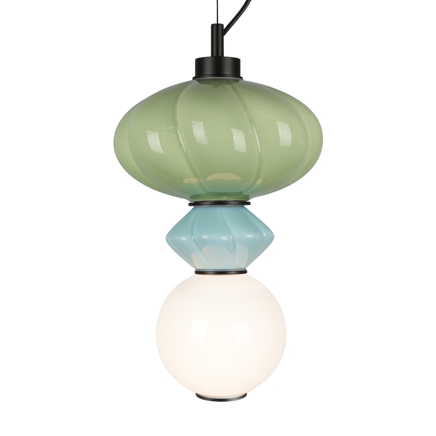 LED Chandelier on a string ASCOLI LED/8W/230V d. 20 cm green/blue