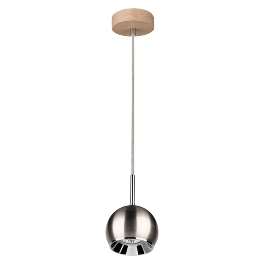 LED Chandelier on a string BALL WOOD 1xGU10/5W/230V matte oak