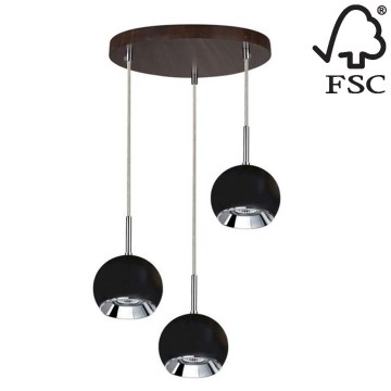 LED Chandelier on a string BALL WOOD 3xGU10/5W/230V beech - FSC certified
