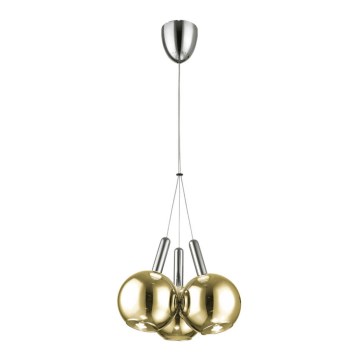 LED Chandelier on a string BALLS 3xLED/5W230V gold/matte chrome