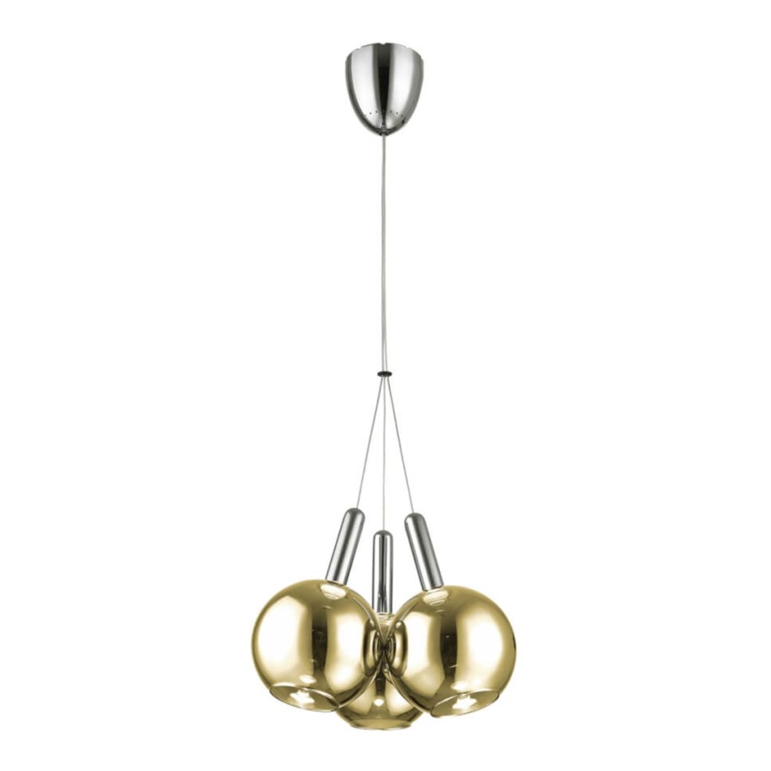 LED Chandelier on a string BALLS 3xLED/5W230V gold/matte chrome