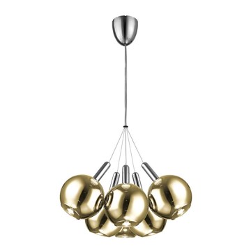 LED Chandelier on a string BALLS 6xLED/5W230V gold/matte chrome