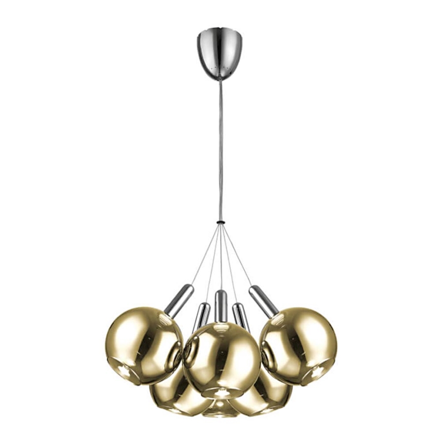LED Chandelier on a string BALLS 6xLED/5W230V gold/matte chrome