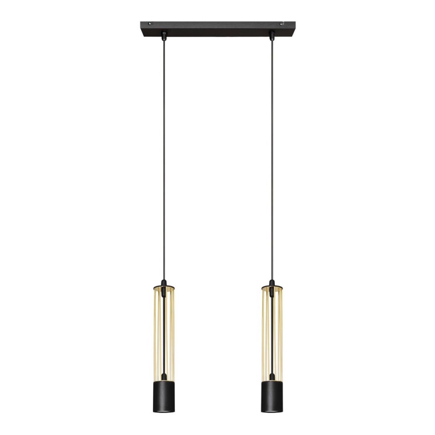 LED Chandelier on a string BARS 2xGU10/4,8W/230V black/golden