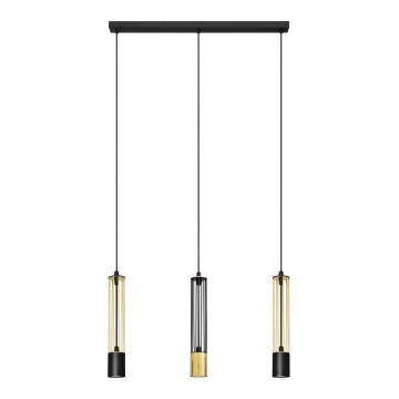 LED Chandelier on a string BARS 3xGU10/4,8W/230V black/gold