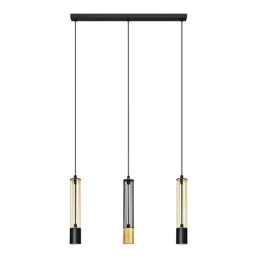 LED Chandelier on a string BARS 3xGU10/4,8W/230V black/gold