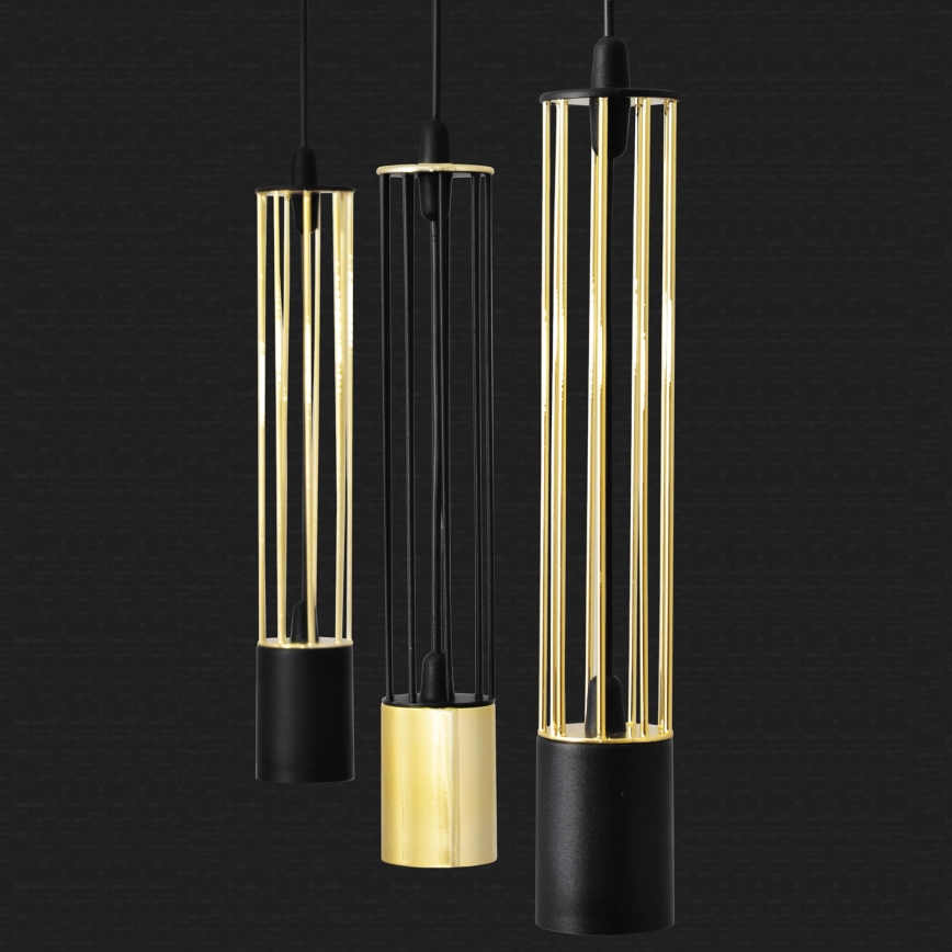 LED Chandelier on a string BARS 3xGU10/4,8W/230V black/gold