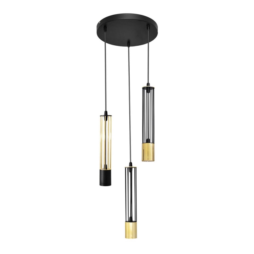 LED Chandelier on a string BARS 3xGU10/4,8W/230V black/golden