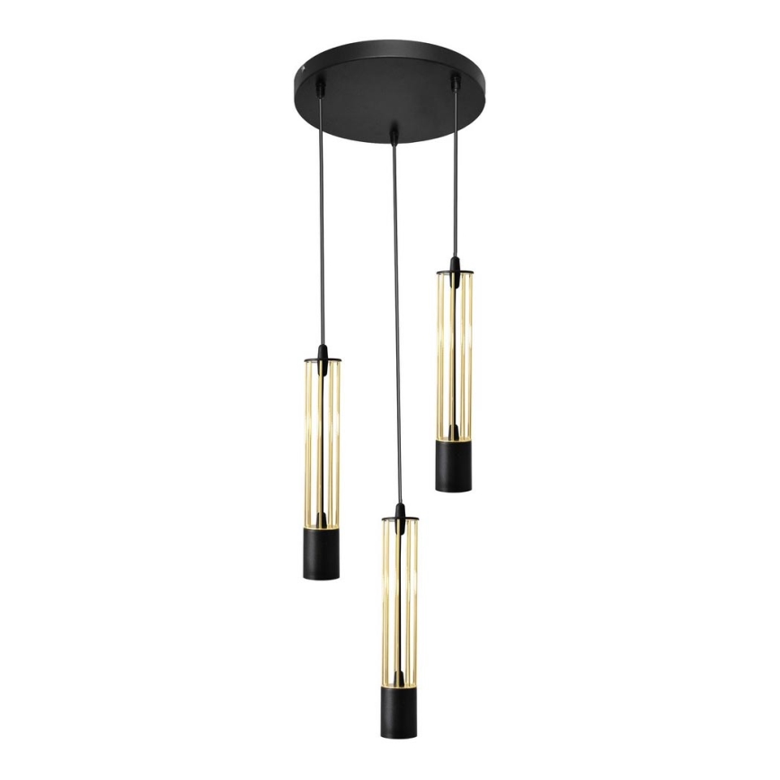 LED Chandelier on a string BARS 3xGU10/4,8W/230V black/golden