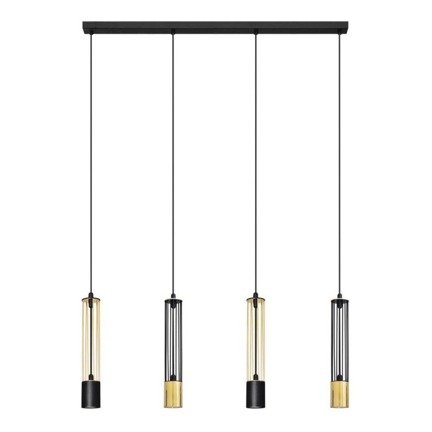 LED Chandelier on a string BARS 4xGU10/4,8W/230V black/golden
